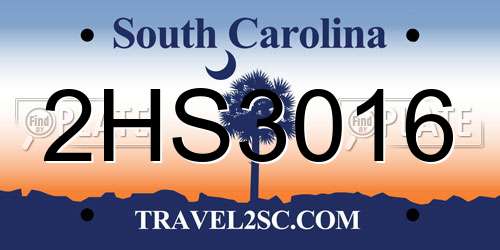 2HS3016 South Carolina License Plate