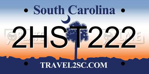 2HST222 South Carolina License Plate