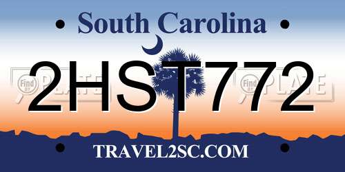 2HST772 South Carolina License Plate