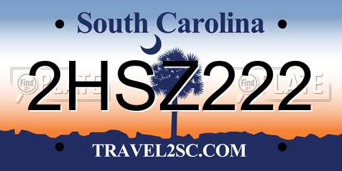 2HSZ222 South Carolina License Plate