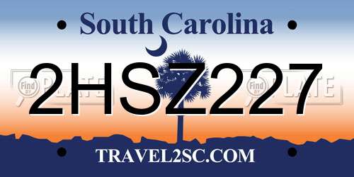 2HSZ227 South Carolina License Plate