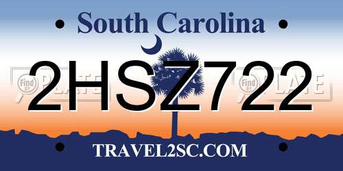 2HSZ722 South Carolina License Plate