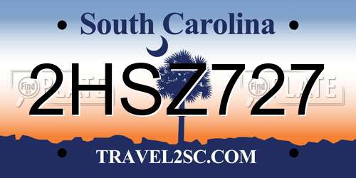 2HSZ727 South Carolina License Plate