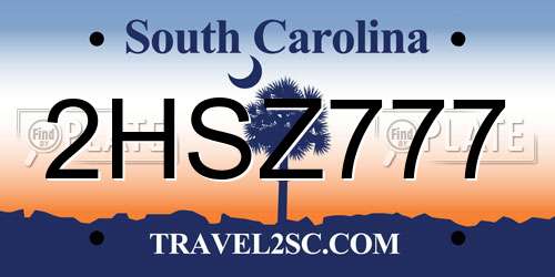 2HSZ777 South Carolina License Plate