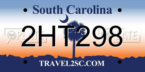 2HT298 South Carolina License Plate
