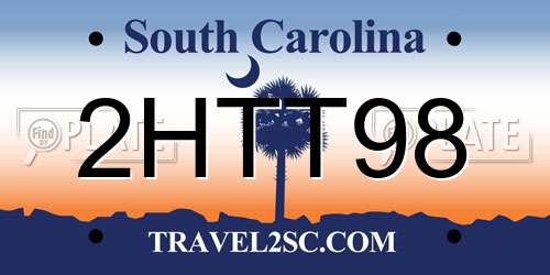 2HTT98 South Carolina License Plate