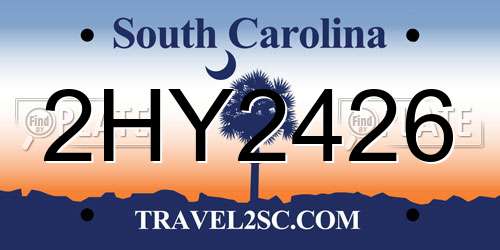 2HY2426 South Carolina License Plate