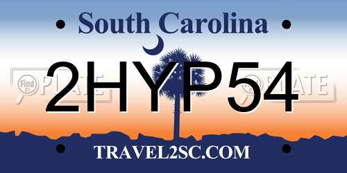 2HYP54 South Carolina License Plate
