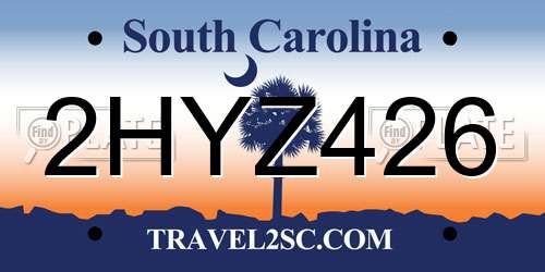 2HYZ426 South Carolina License Plate