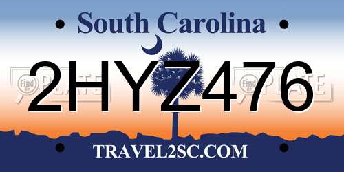 2HYZ476 South Carolina License Plate