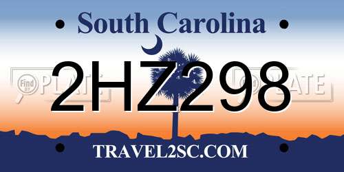 2HZ298 South Carolina License Plate