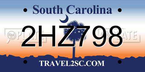 2HZ798 South Carolina License Plate
