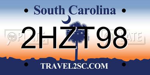 2HZT98 South Carolina License Plate