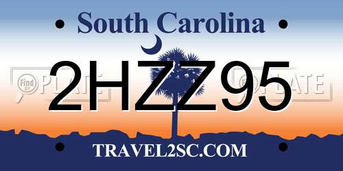 2HZZ95 South Carolina License Plate