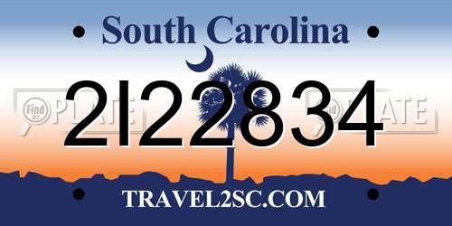 2I22834 South Carolina License Plate
