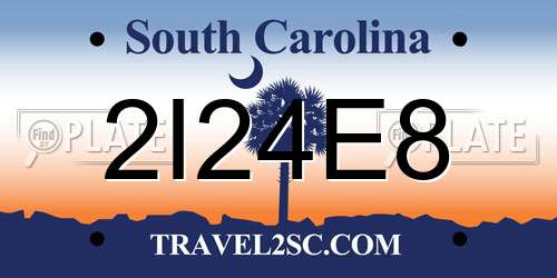 2I24E8 South Carolina License Plate