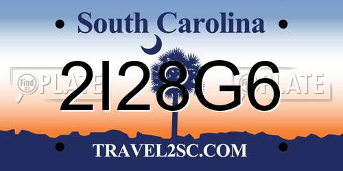 2I28G6 South Carolina License Plate