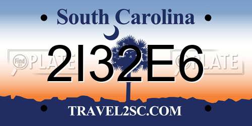 2I32E6 South Carolina License Plate