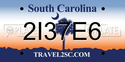 2I37E6 South Carolina License Plate