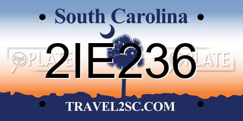 2IE236 South Carolina License Plate
