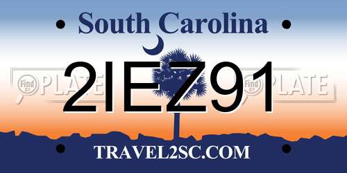 2IEZ91 South Carolina License Plate
