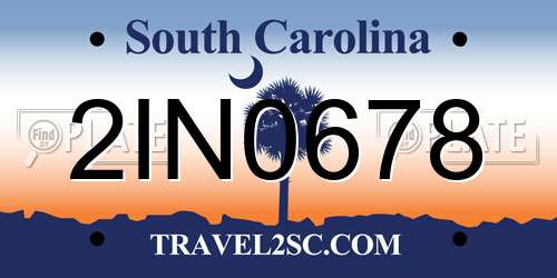 2IN0678 South Carolina License Plate