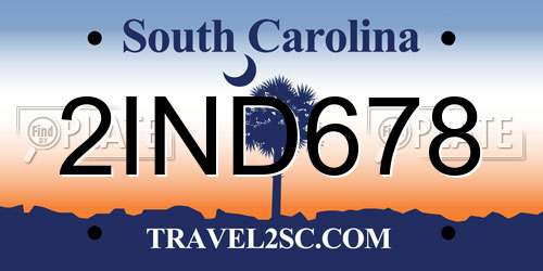 2IND678 South Carolina License Plate