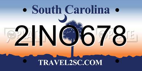 2INO678 South Carolina License Plate