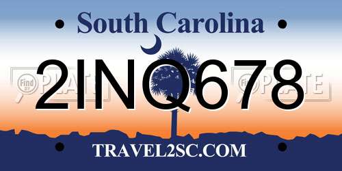 2INQ678 South Carolina License Plate