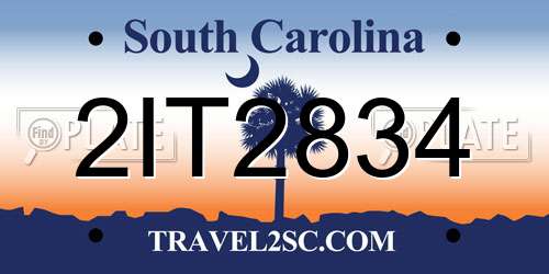 2IT2834 South Carolina License Plate