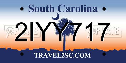 2IYY717 South Carolina License Plate