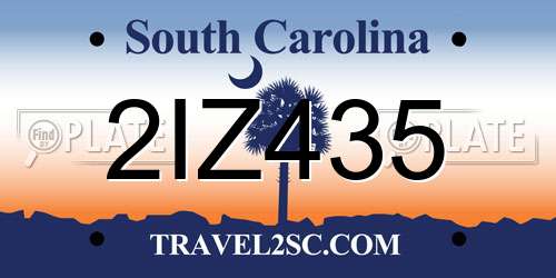 2IZ435 South Carolina License Plate