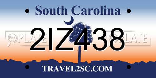2IZ438 South Carolina License Plate