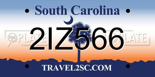 2IZ566 South Carolina License Plate