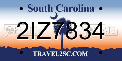2IZ7834 South Carolina License Plate