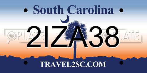 2IZA38 South Carolina License Plate