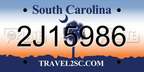 2J15986 South Carolina License Plate