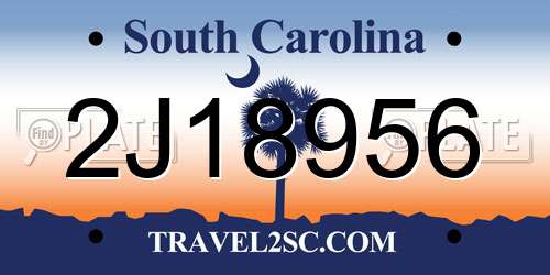 2J18956 South Carolina License Plate
