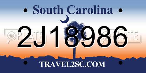 2J18986 South Carolina License Plate