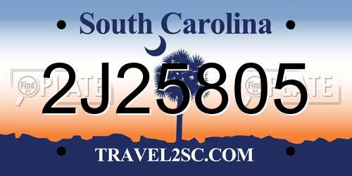 2J25805 South Carolina License Plate