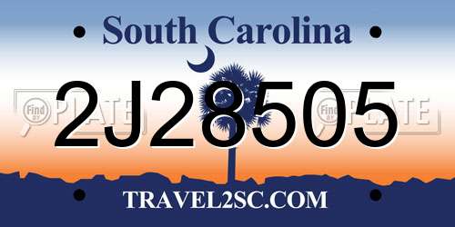 2J28505 South Carolina License Plate
