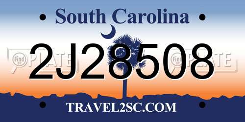 2J28508 South Carolina License Plate