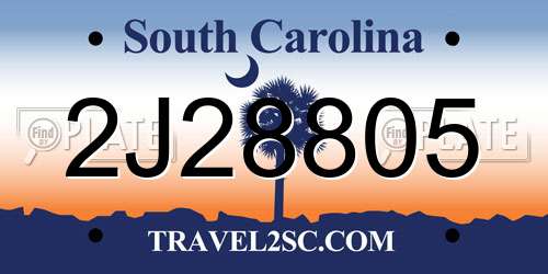 2J28805 South Carolina License Plate