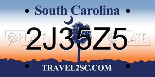 2J35Z5 South Carolina License Plate