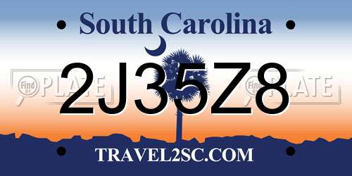 2J35Z8 South Carolina License Plate