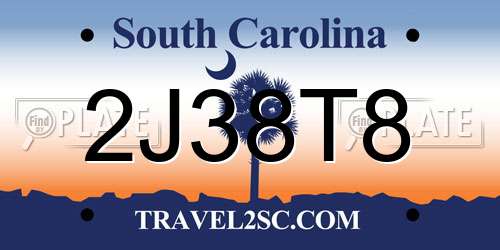 2J38T8 South Carolina License Plate