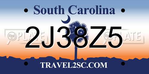 2J38Z5 South Carolina License Plate