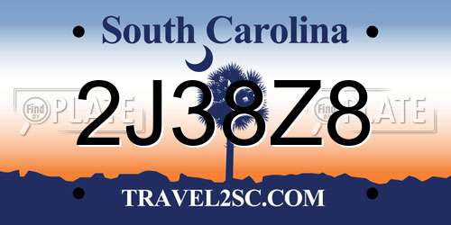 2J38Z8 South Carolina License Plate