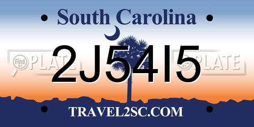 2J54I5 South Carolina License Plate