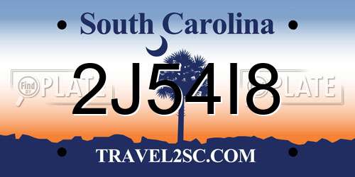 2J54I8 South Carolina License Plate